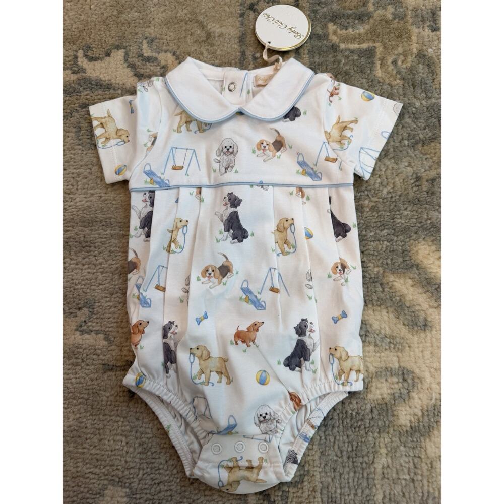 Baby Club Pima Bubble Round Collar Puppy Print Baby Boy 6-9 Months NWT